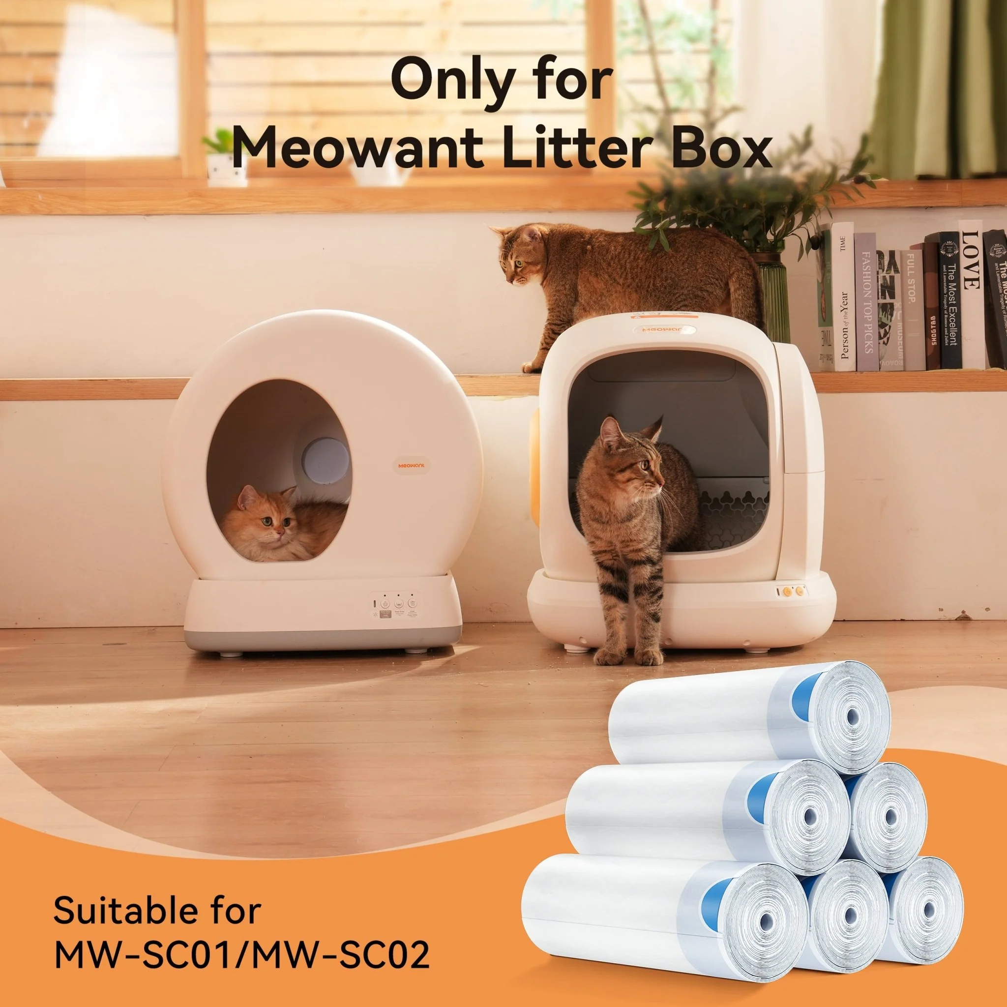 MeoWant Litter Box Liners Roll Pack, 20 Bags per Roll
