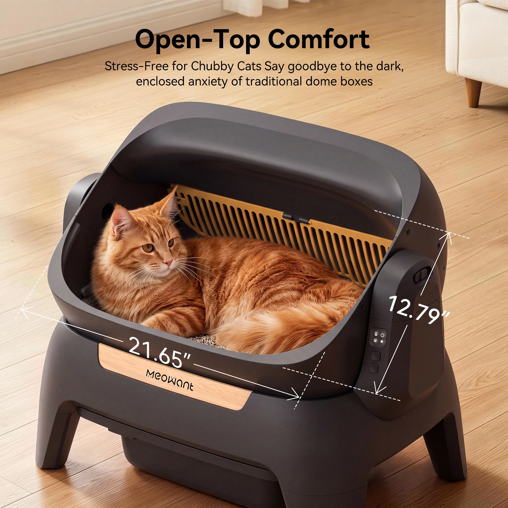 Meowant MW-SC10 오픈탑 자동 청소 고양이 화장실, 블랙