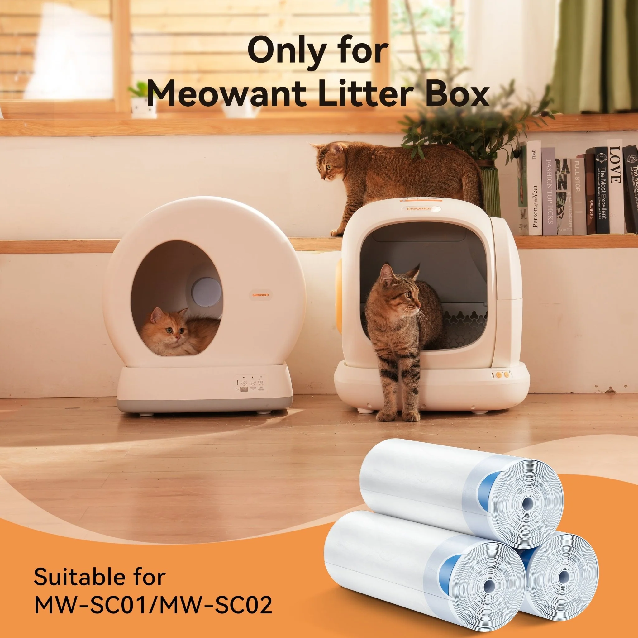 MeoWant Litter Box Liners Roll Pack, 20 Bags per Roll