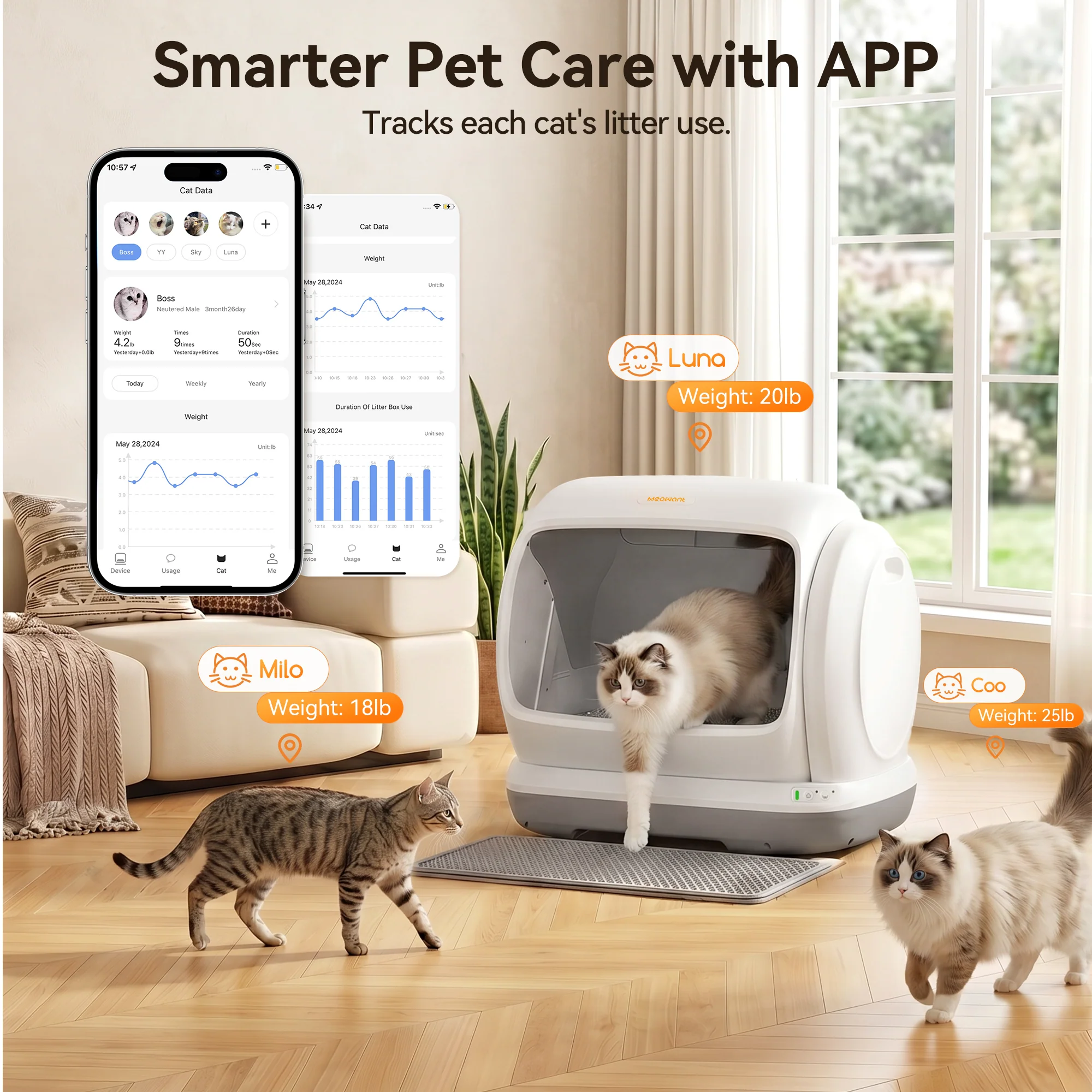 Caixa de areia autolimpante para gatos Meowant – MW-SC09 (Cinza)