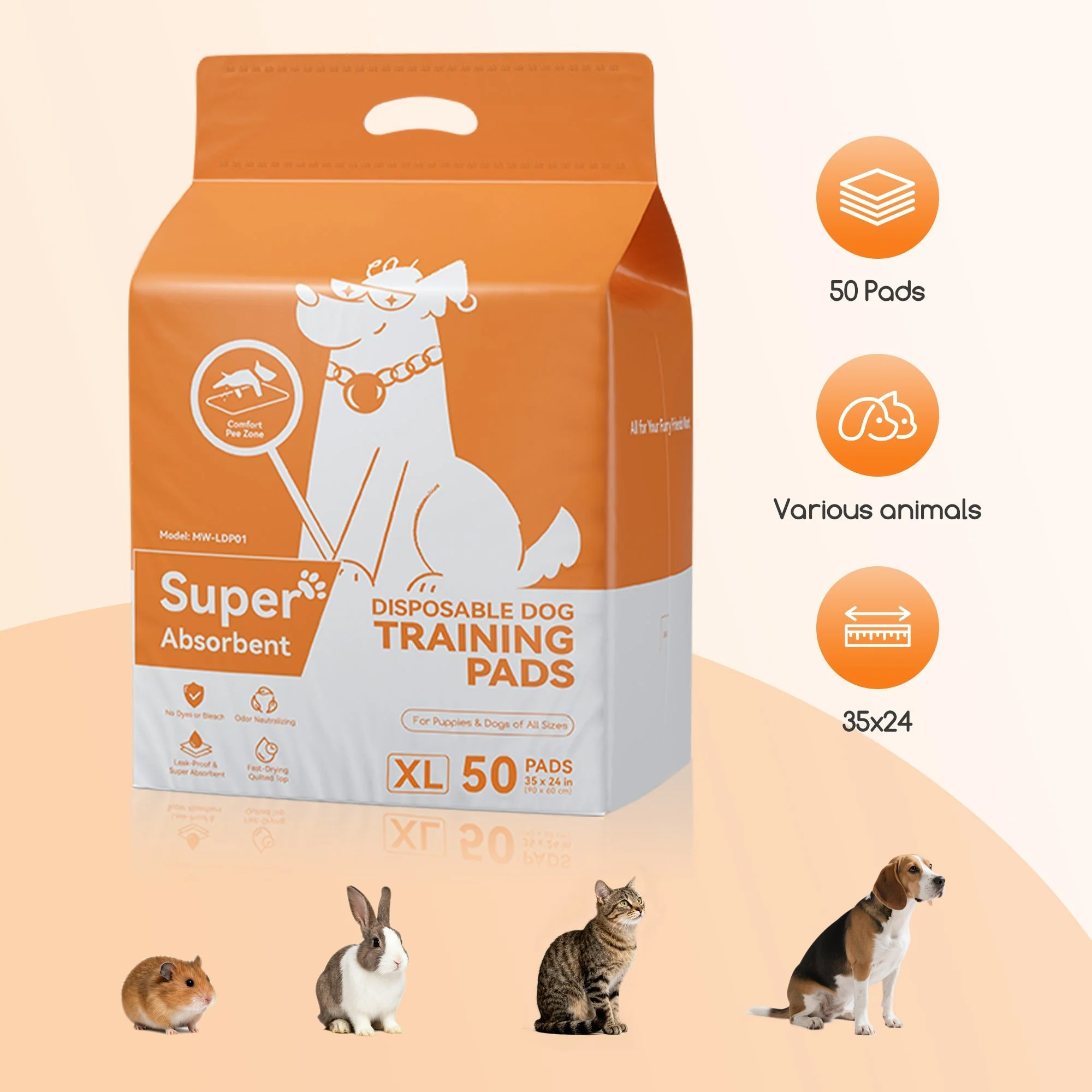 Meowant Pet Training Pads with 6-Layer Leak Protection MW-LDP01