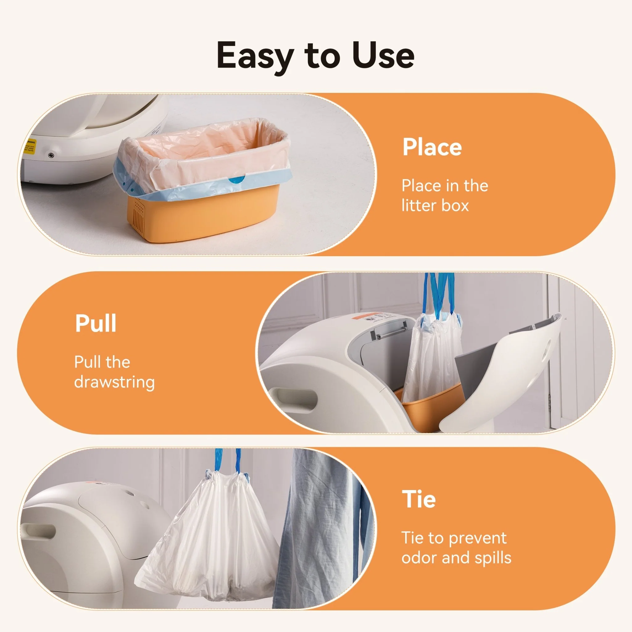 MeoWant SC10 Litter Box Liners Roll Pack with 20 Bags per Roll