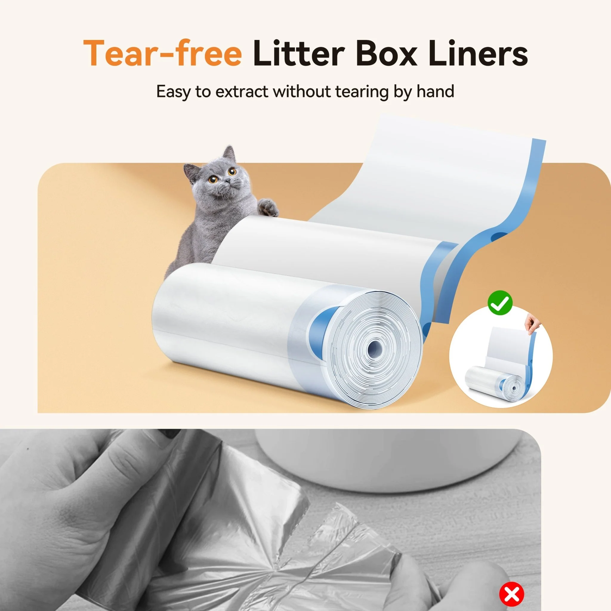 MeoWant SC10 Litter Box Liners Roll Pack with 20 Bags per Roll